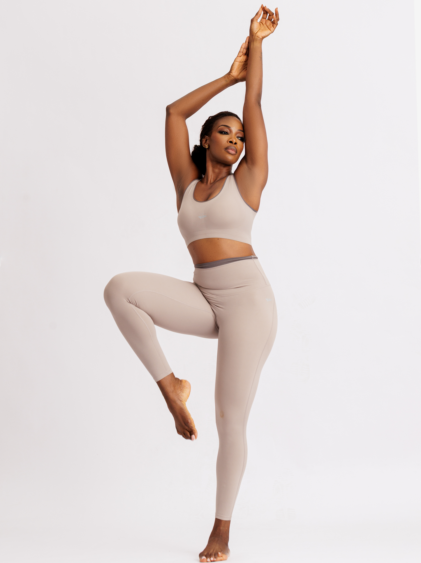 ARIS HERA TWO TONE SET - BLUSH BEIGE WITH SOFT CHARCOAL WAISTBAND